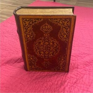 Pier 1 Ornate Brown Leather Decorative Book storage box